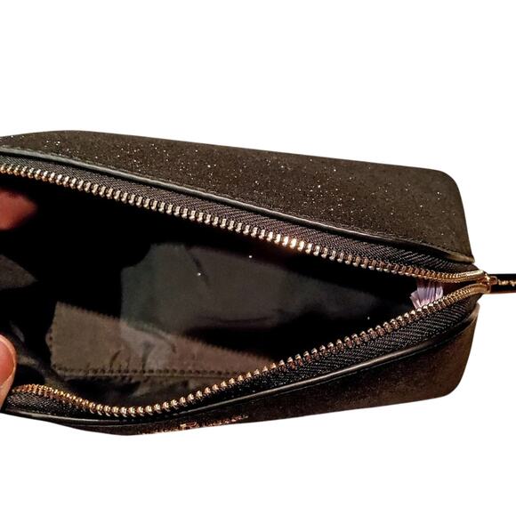 KATE SPADE COSMETIC CASE BLACK SHIMMY GLITTER NEW! - Picture 4 of 6